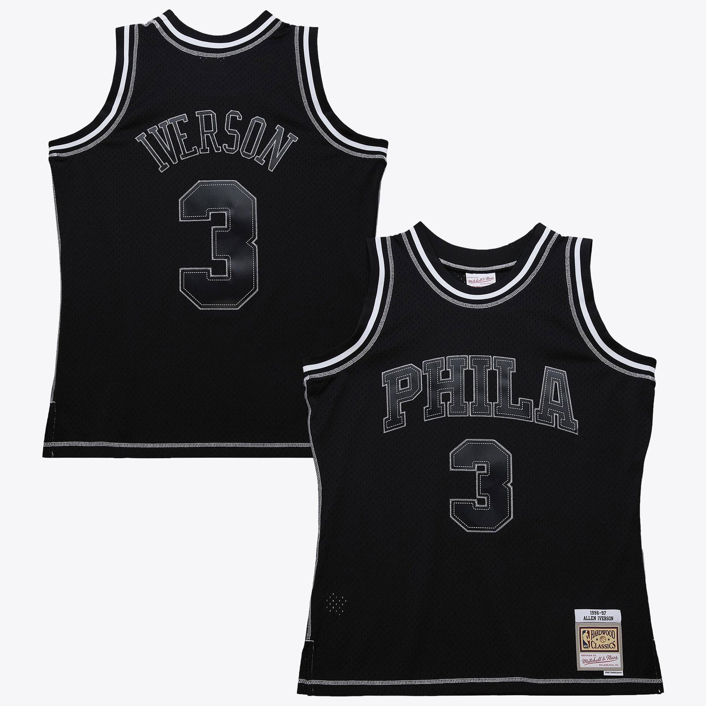Allen Iverson Philadelphia 76ers 1996 Contrast 2K Swingman Jersey - Black