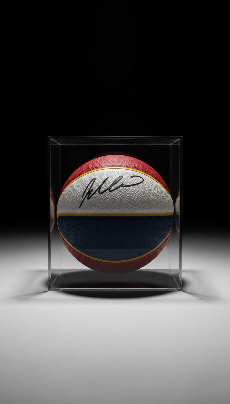 Autographed Basketball With Display Case