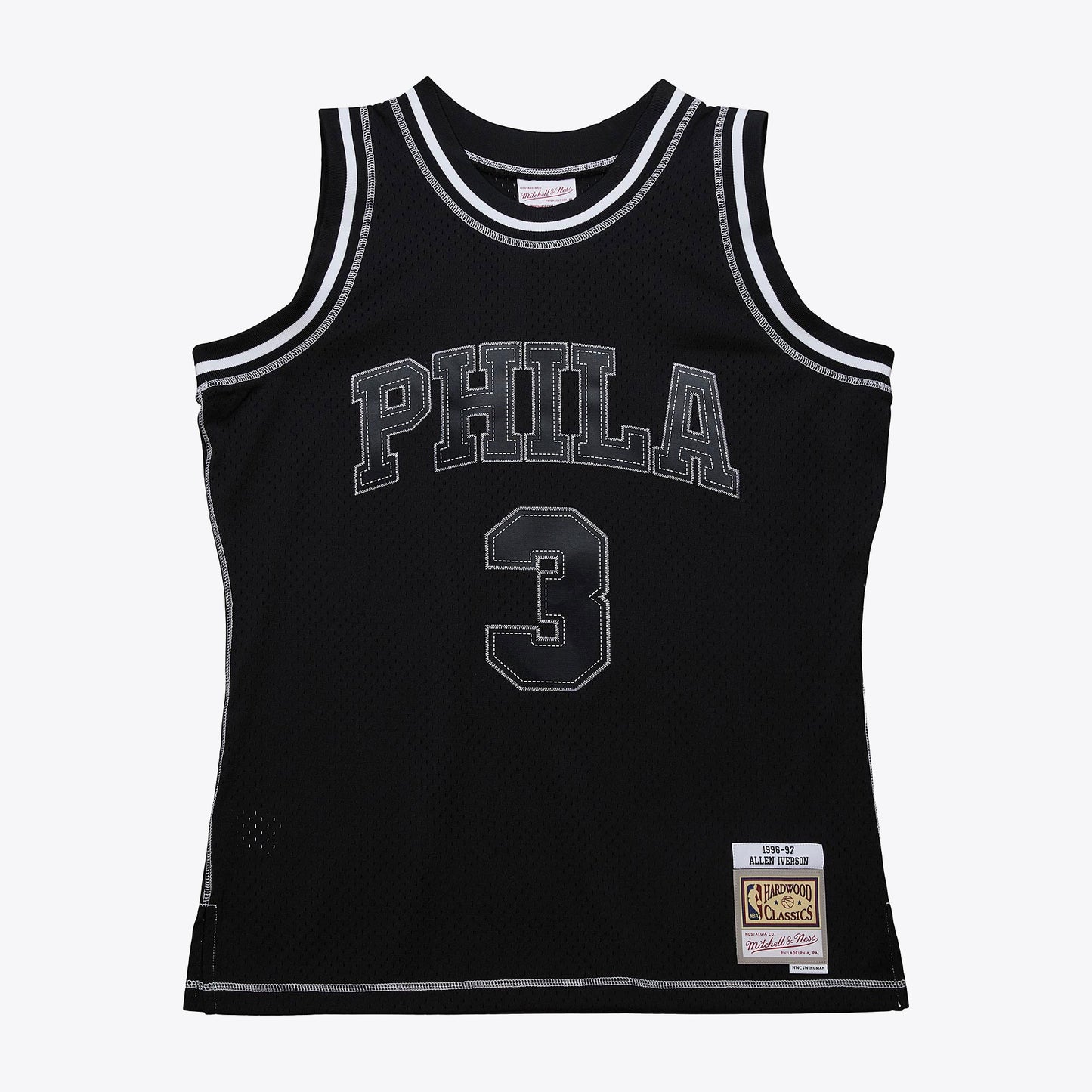 Allen Iverson Philadelphia 76ers 1996 Contrast 2K Swingman Jersey - Black