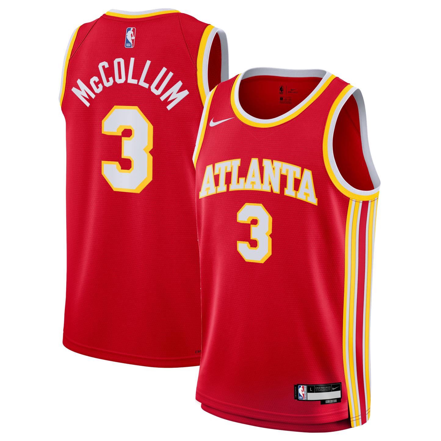 CJ McCollum Atlanta Hawks Icon Edition Swingman Jersey - Red - Youth
