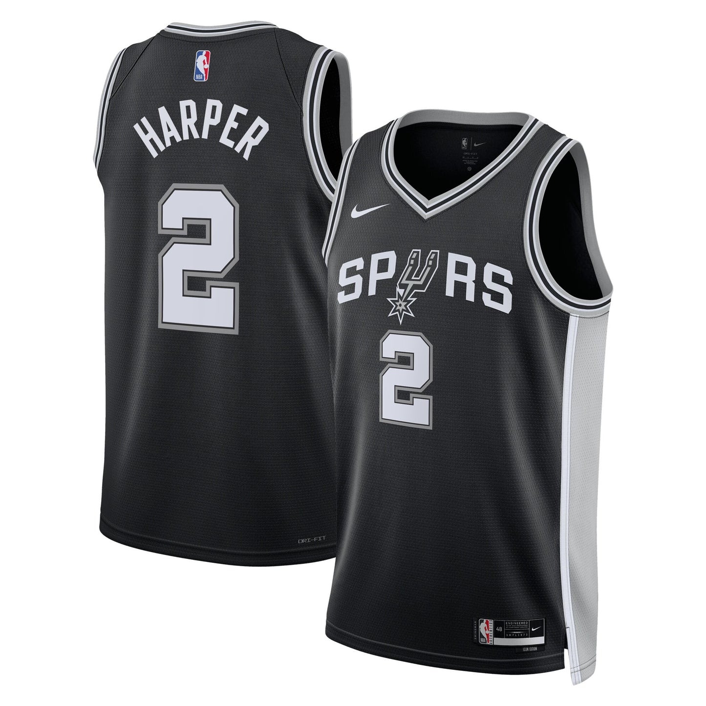 Dylan Harper San Antonio Spurs 2025 Icon Edition Swingman Jersey - Black - Unisex