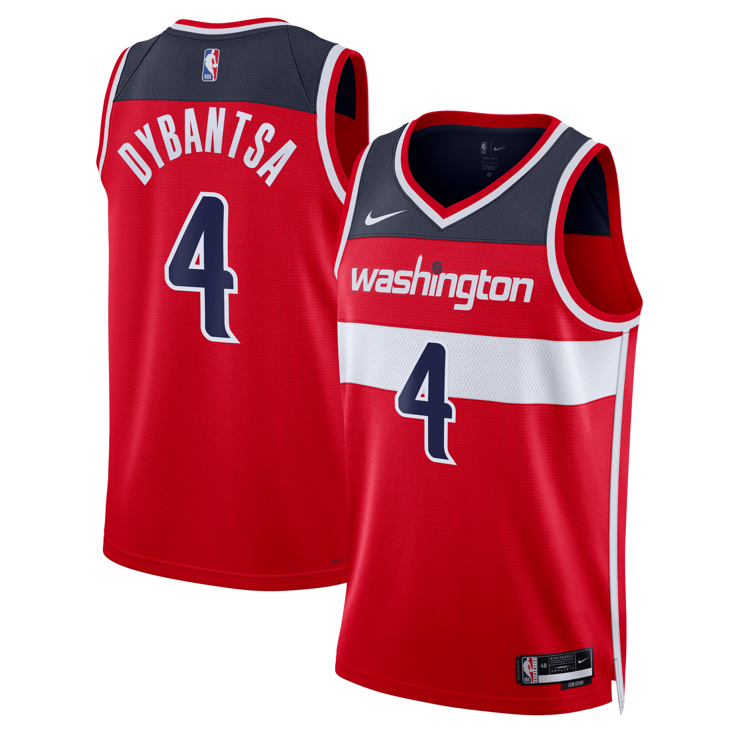 AJ Dybantsa Washington Wizards Swingman Icon Jersey - Red - Unisex