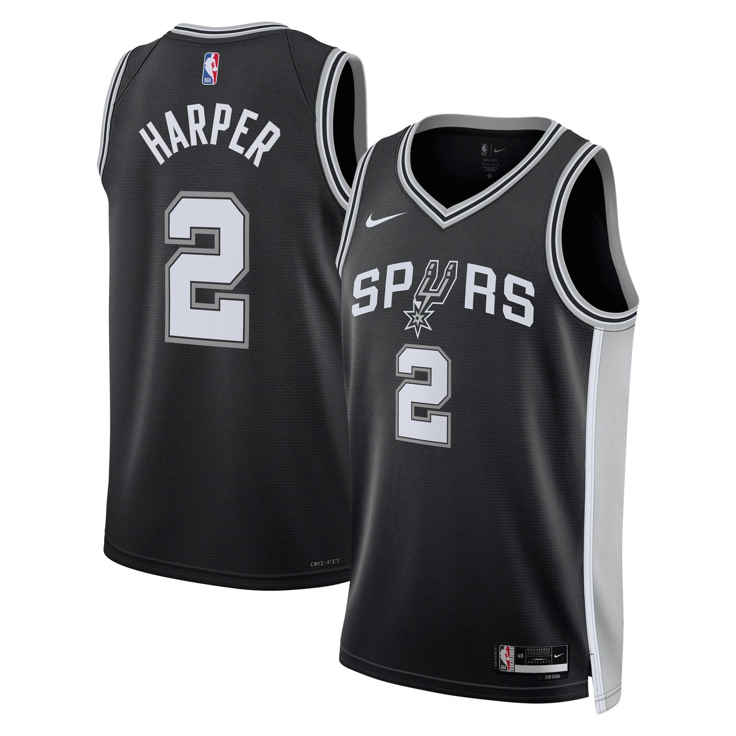 Dylan Harper San Antonio Spurs 2025 Icon Edition Swingman Jersey - Black - Unisex