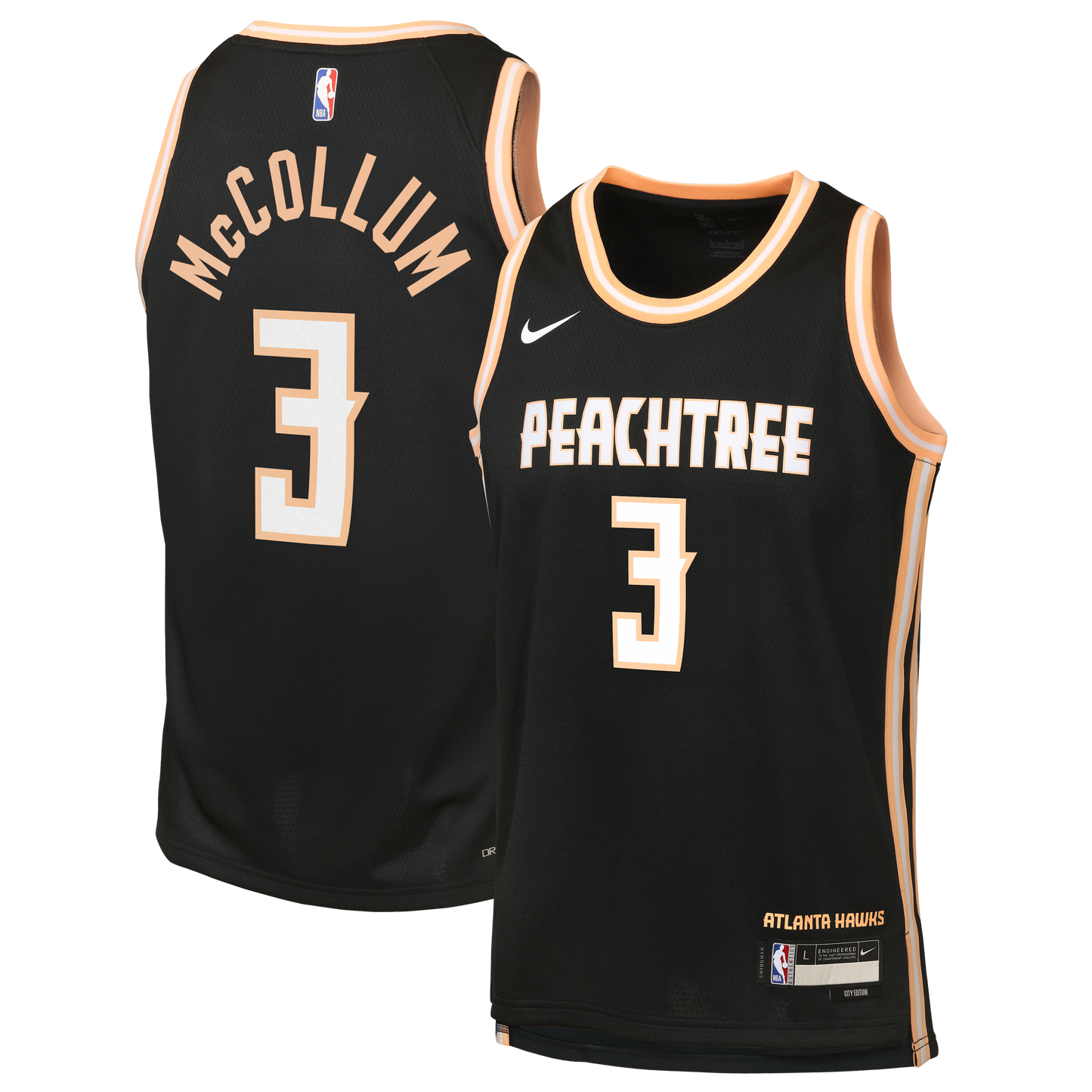 CJ McCollum Atlanta Hawks 2025/26 City Edition Swingman Jersey - Black - Youth