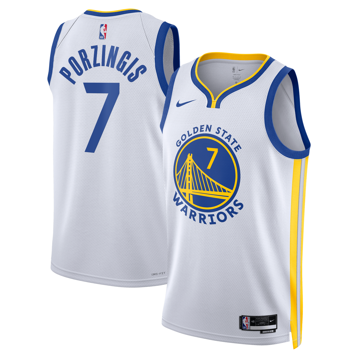 Kristaps Porziņģis Golden State Warriors Association Edition Swingman Jersey - White - Unisex