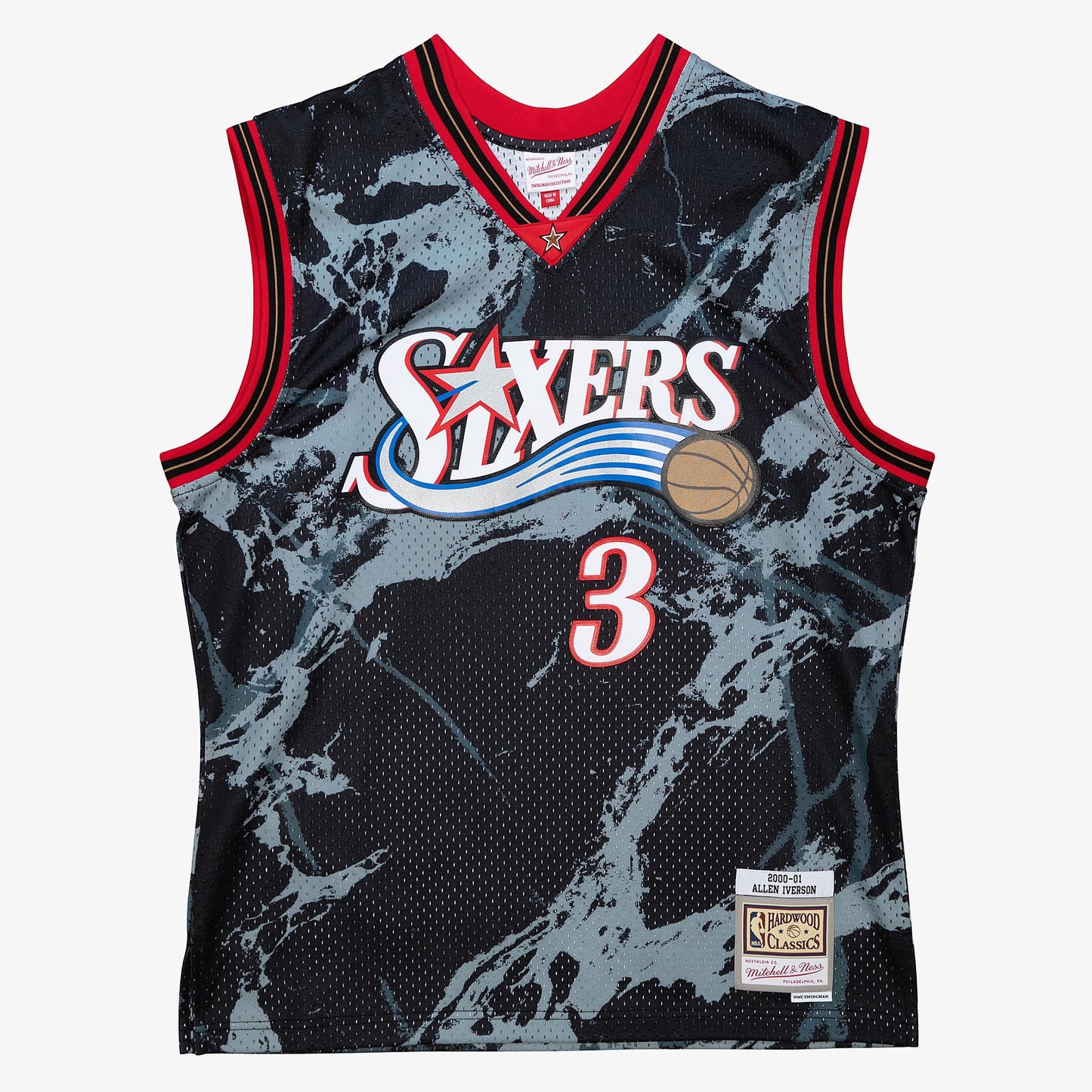 Allen Iverson Philadelphia 76ers 2000 Team Marble Swingman Jersey - Black